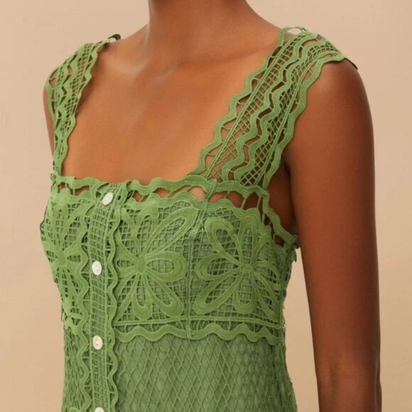 Farm Rio Green Nautical Guipure Maxi Dress L - Picture 2 of 4